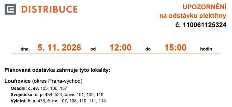 ČEZ odstávka 5.&nbsp;11.